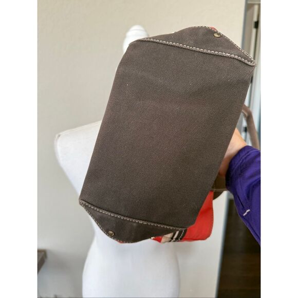 Kate Spade Y2K Canvas Tote Bucket Bag Red Brown - Picture 5 of 5